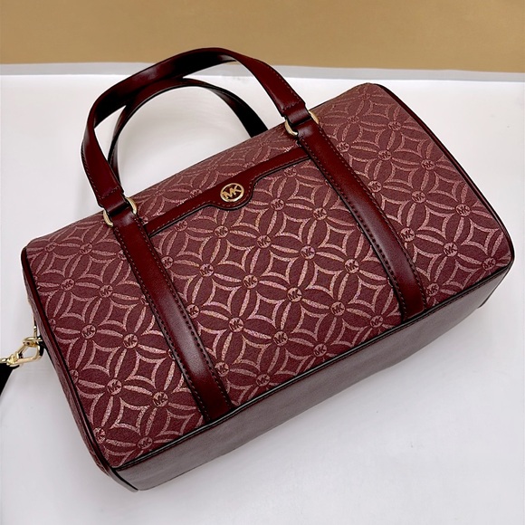MICHAEL KORS JST TRAVEL MEDIUM DUFFLE SATCHEL SHOULDER CROSSBODY BAG MK OXBLOOD - Picture 14 of 15
